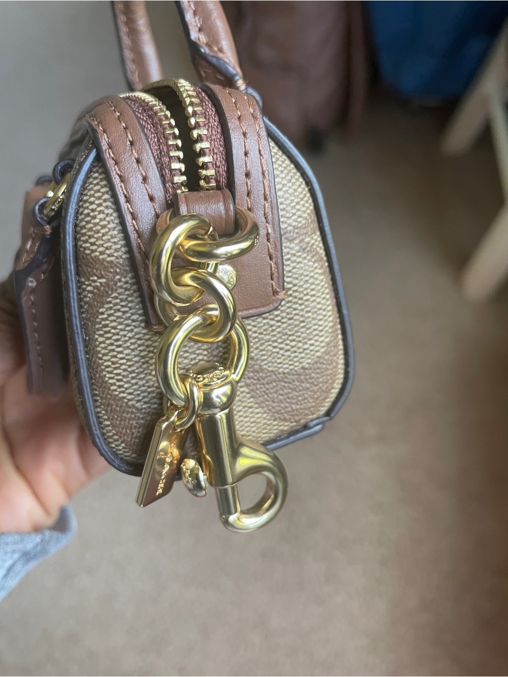Coach Mini Rowan Charm Satchel in Brown Signature Canvas with Gold Hardware - Picture 11 of 13